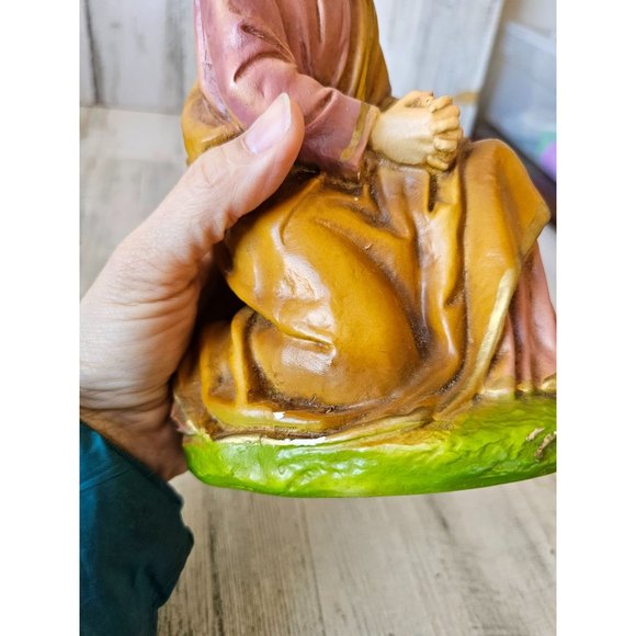 Chalkware Joseph Shepherd nativity village large Xmas decor - Picture 6 of 9